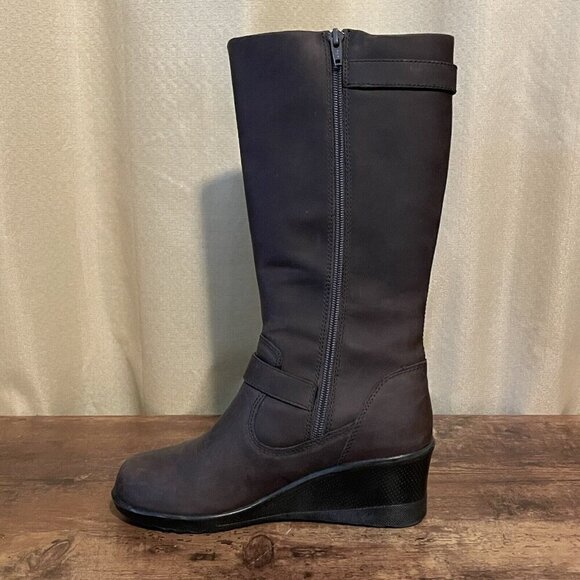 Keen Womens Keen of Scots Boot Sz 6 Brown Nubuck Leather Wedge Heel Fleece Lined - Picture 6 of 8